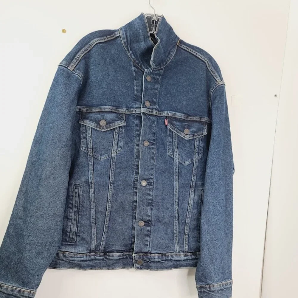 Levi's Men's Blue Denim Long‎ Sleeve Classic Button-Front Trucker Jacket Size L - Picture 2 of 7